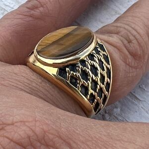 18KHGE Tiger Eye Men's Ring Sz 9